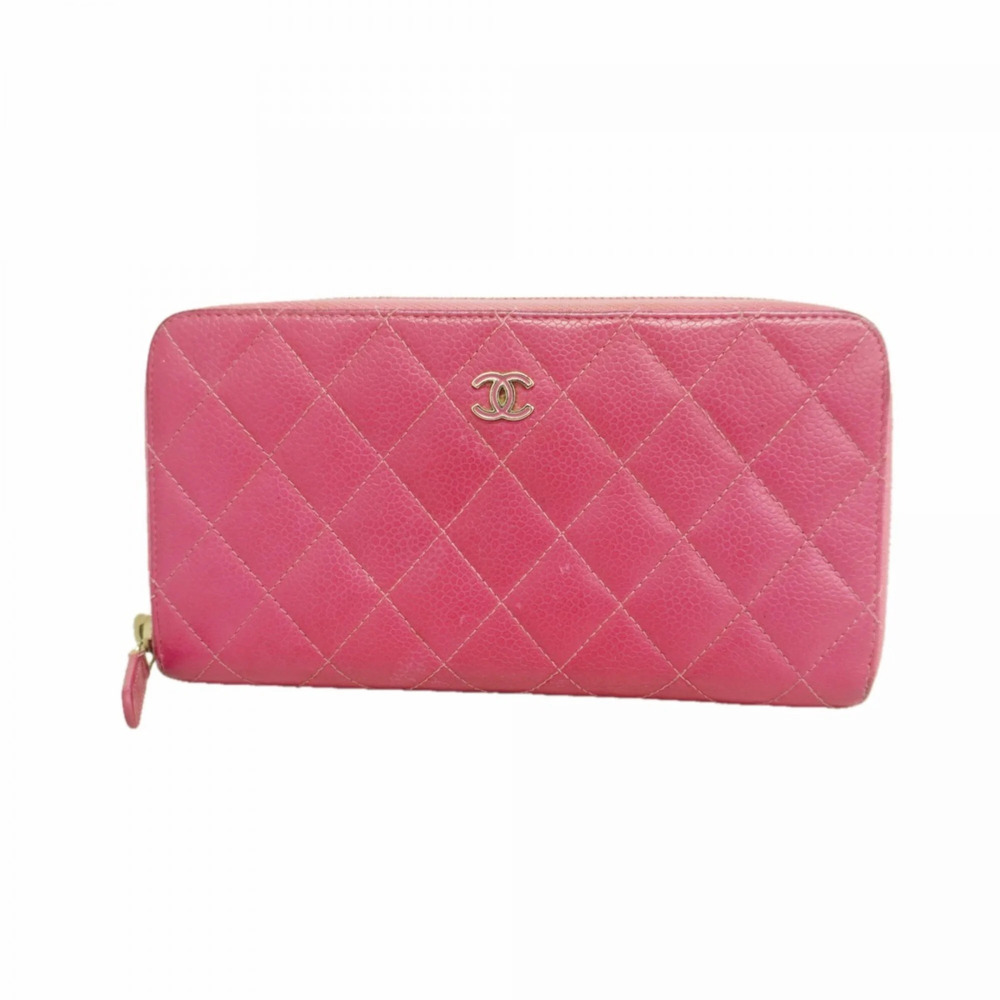 CHANEL Pink Caviar Leather Wallet